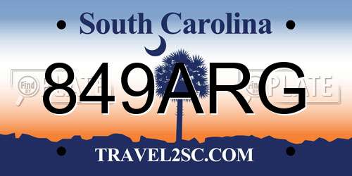 849ARG South Carolina License Plate