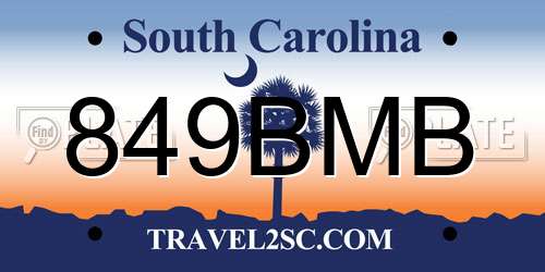 849BMB South Carolina License Plate
