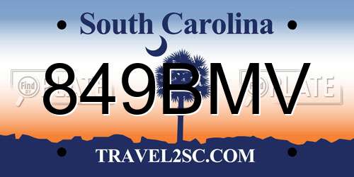 849BMV South Carolina License Plate