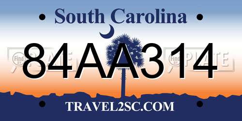 84AA314 South Carolina License Plate