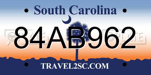 84AB962 South Carolina License Plate