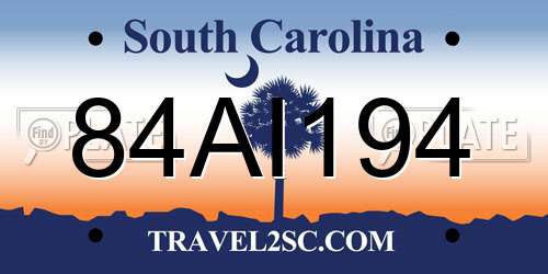 84AI194 South Carolina License Plate