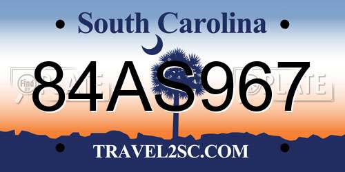 84AS967 South Carolina License Plate