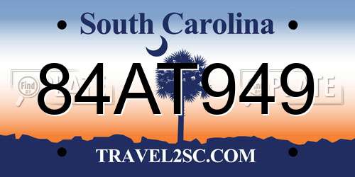 84AT949 South Carolina License Plate