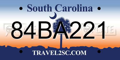 84BA221 South Carolina License Plate
