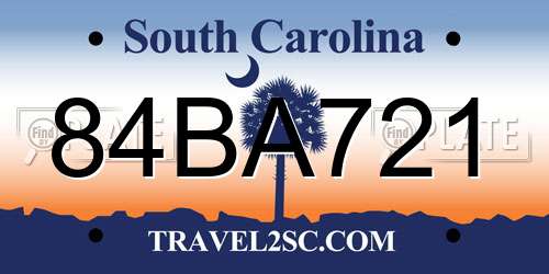 84BA721 South Carolina License Plate