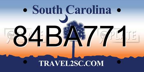 84BA771 South Carolina License Plate