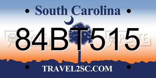 84BT515 South Carolina License Plate