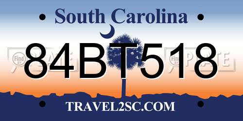 84BT518 South Carolina License Plate