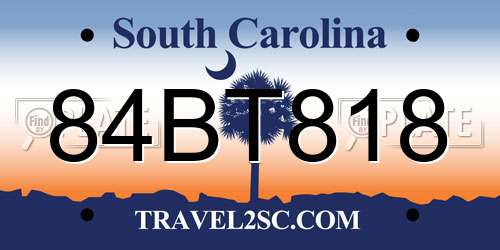 84BT818 South Carolina License Plate