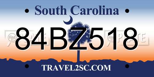 84BZ518 South Carolina License Plate
