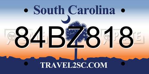 84BZ818 South Carolina License Plate