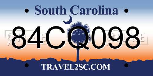 84CQ098 South Carolina License Plate