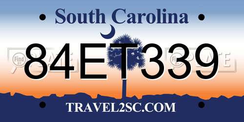 84ET339 South Carolina License Plate