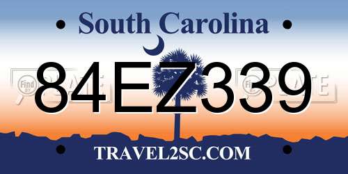 84EZ339 South Carolina License Plate