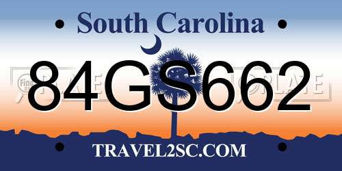 84GS662 South Carolina License Plate