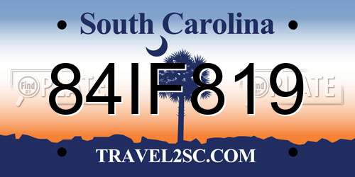 84IF819 South Carolina License Plate