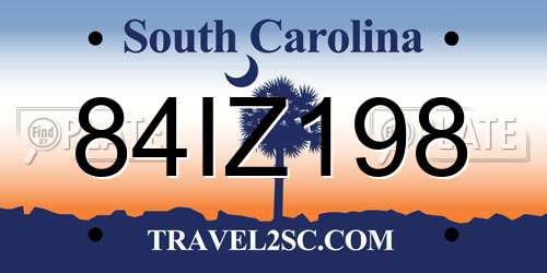 84IZ198 South Carolina License Plate