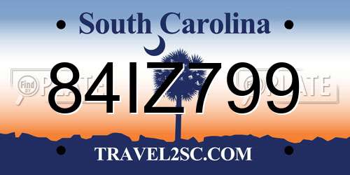 84IZ799 South Carolina License Plate