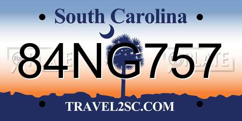 84NG757 South Carolina License Plate