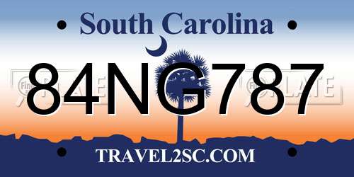 84NG787 South Carolina License Plate