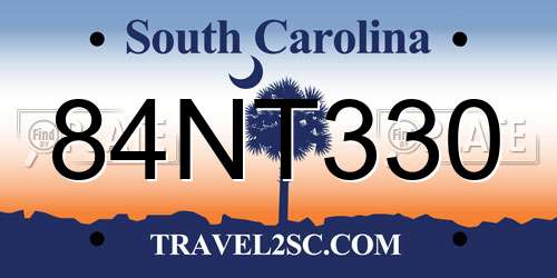 84NT330 South Carolina License Plate