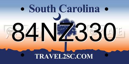 84NZ330 South Carolina License Plate
