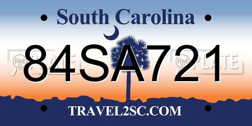 84SA721 South Carolina License Plate