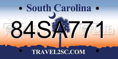 84SA771 South Carolina License Plate