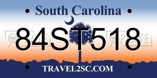84ST518 South Carolina License Plate