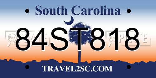 84ST818 South Carolina License Plate