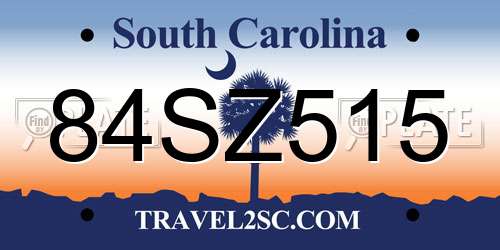 84SZ515 South Carolina License Plate