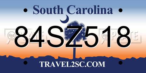 84SZ518 South Carolina License Plate