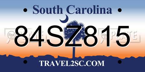 84SZ815 South Carolina License Plate