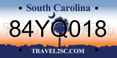 84YQ018 South Carolina License Plate