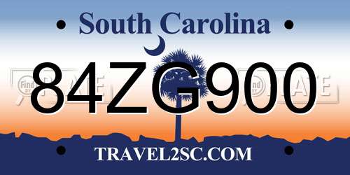 84ZG900 South Carolina License Plate