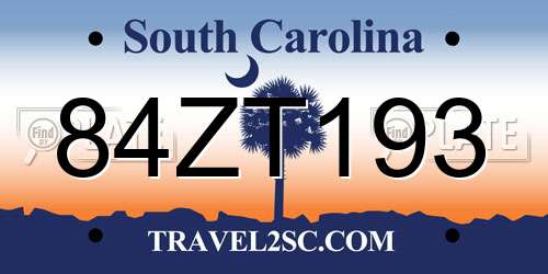 84ZT193 South Carolina License Plate