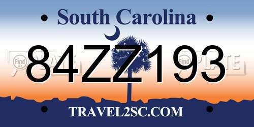 84ZZ193 South Carolina License Plate
