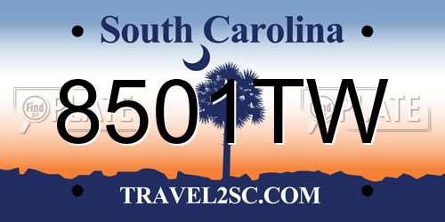 8501TW South Carolina License Plate
