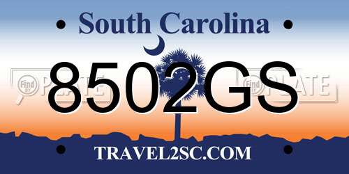 8502GS South Carolina License Plate