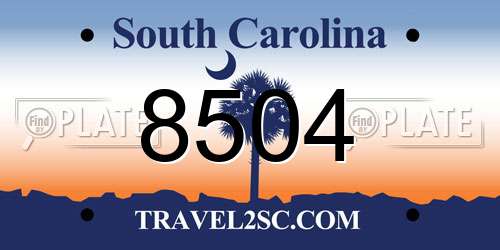 8504 South Carolina License Plate