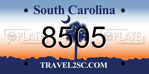 8505 South Carolina License Plate