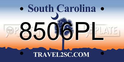 8506PL South Carolina License Plate