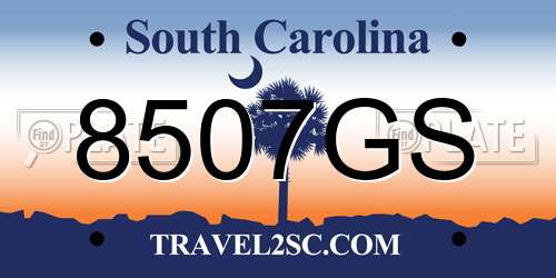 8507GS South Carolina License Plate