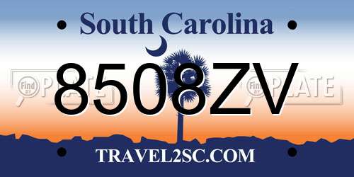 8508ZV South Carolina License Plate