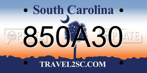 850A30 South Carolina License Plate
