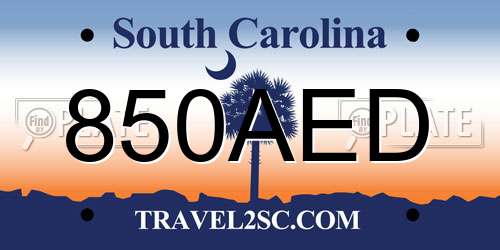850AED South Carolina License Plate