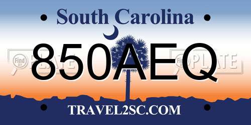 850AEQ South Carolina License Plate