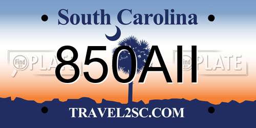 850AII South Carolina License Plate