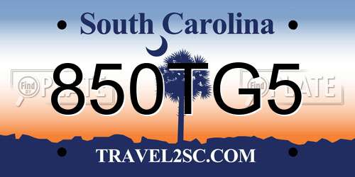 850TG5 South Carolina License Plate